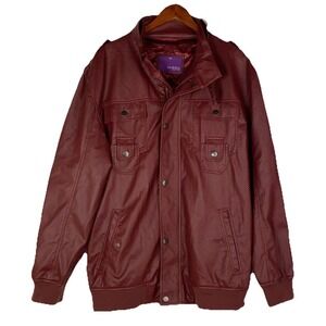 Empra Jacket 2XL burgundy red perforated faux leather jacket